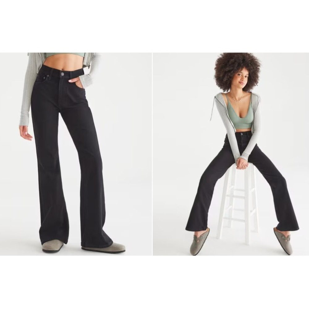 Aeropostale Black High Rise‎ Flare Jeans Junior Size 2 Retro School Y2K Western